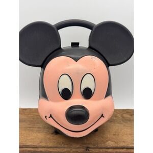 Lunchbox Disney Mickey Mouse Plastic with Handle Vintage Aladdin Industries